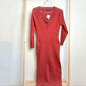 New Look Rust Long Tie Up Dress 3X